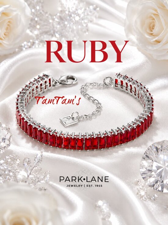 Park Lane Jewelry - Park Lane Ruby Baguette Impression Tennis Bracelet